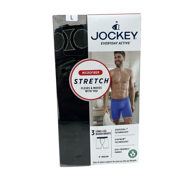 3-PACK Men Large Jockey Active Microfiber Stretch Boxer Briefs CAMO Green Black - Picture 3 of 6